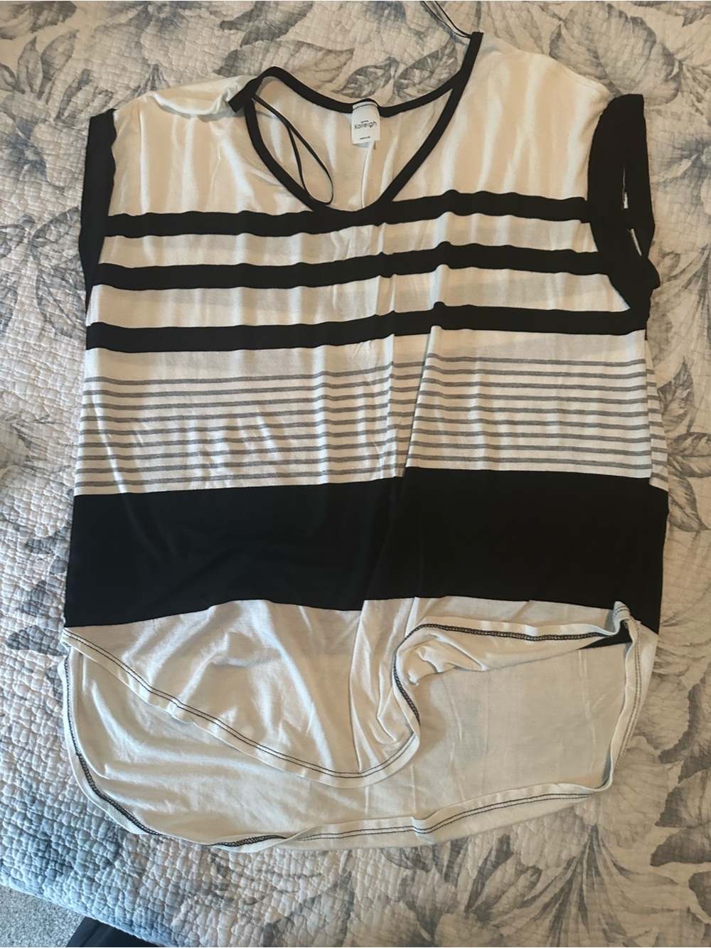 Kaileigh Black and White Striped Sleeveless Tank Top